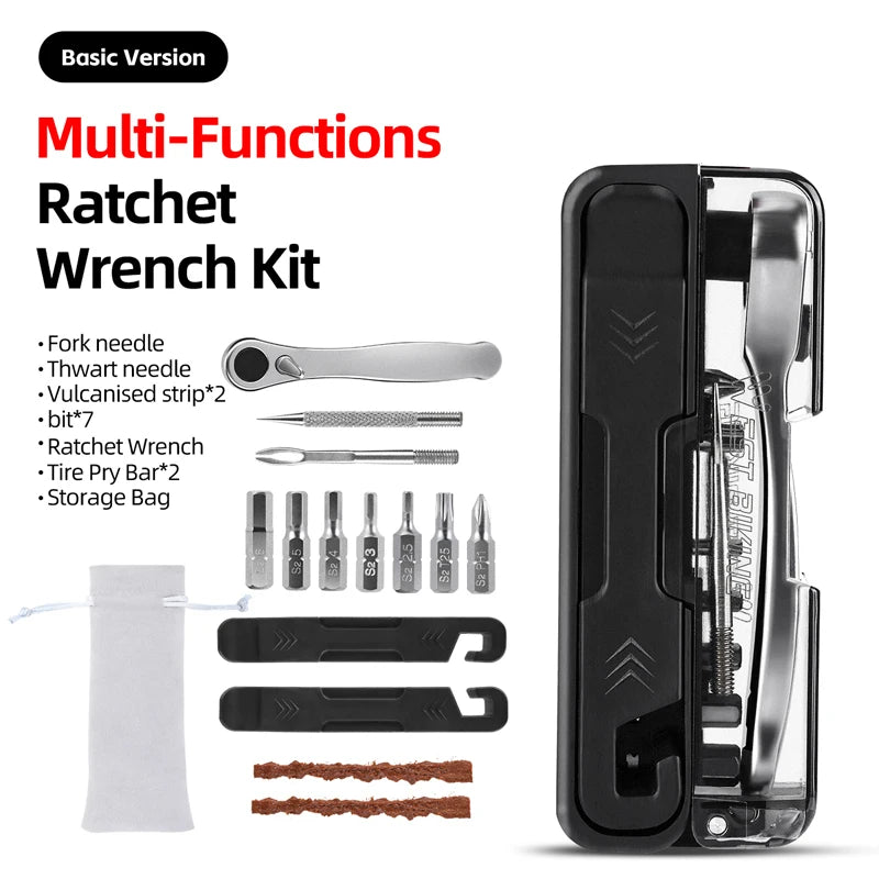 Compact 14-in-1 Ratchet Wrench Multi-Tool for Bicycles