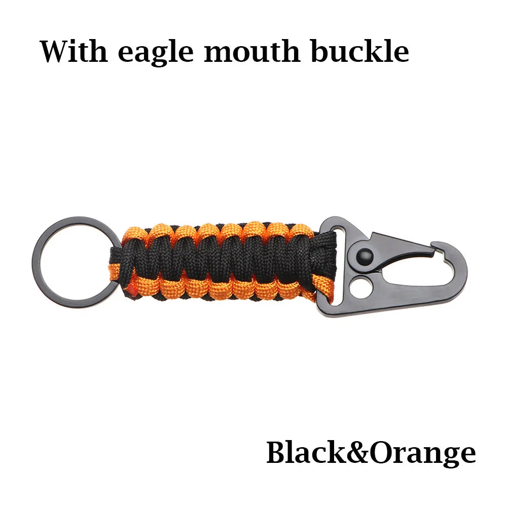 Black and orange eagle mouth buckle multi-tool keychain.