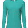 Top de yoga y para correr de manga larga color verde azulado para mujeres