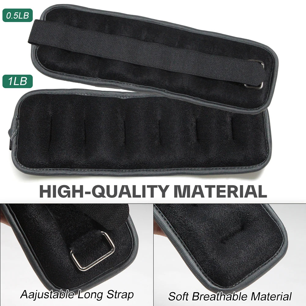Schwarze verstellbare Knöchel- und Handgewichte aus hochwertigem, atmungsaktivem Material