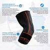 Black nylon elbow brace shown in a profile view, highlighting its design features for joint support.