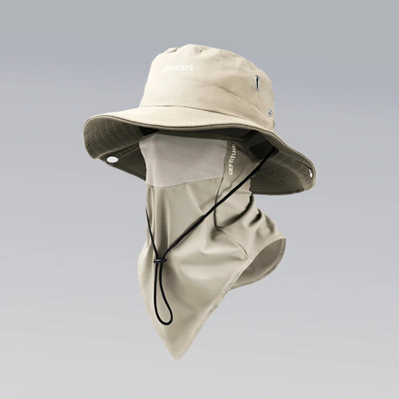 Foldable Sun Hat with Attached Face Mask
