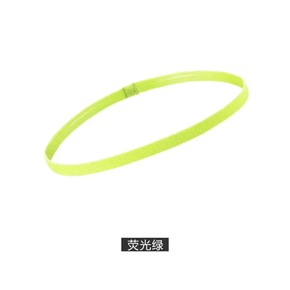 A bright neon yellow elastic silicone sports headband.