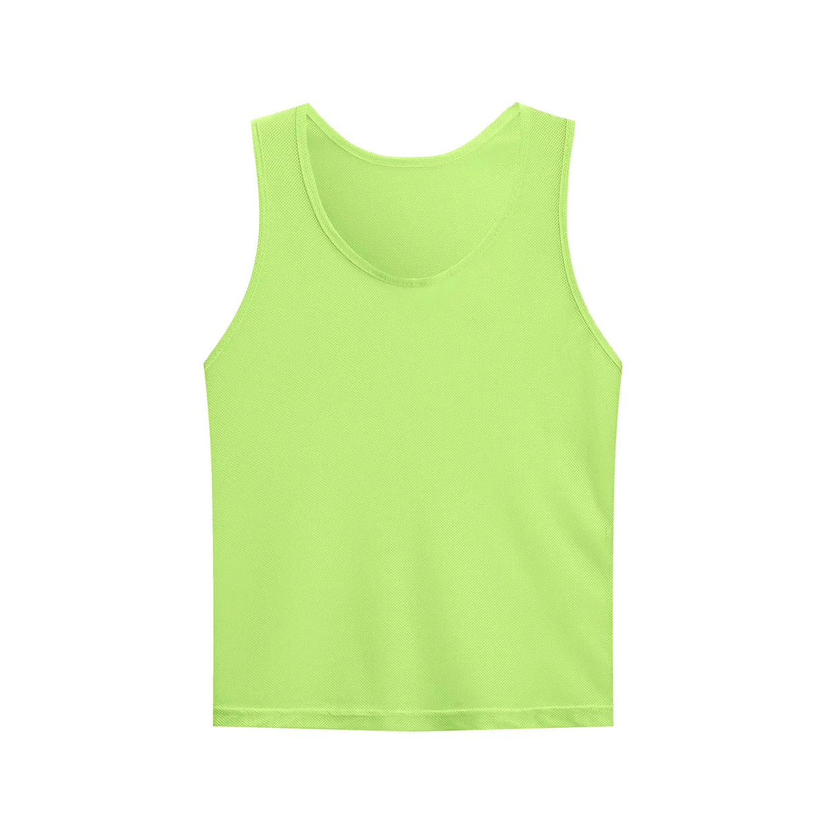 A lime green soccer training vest.