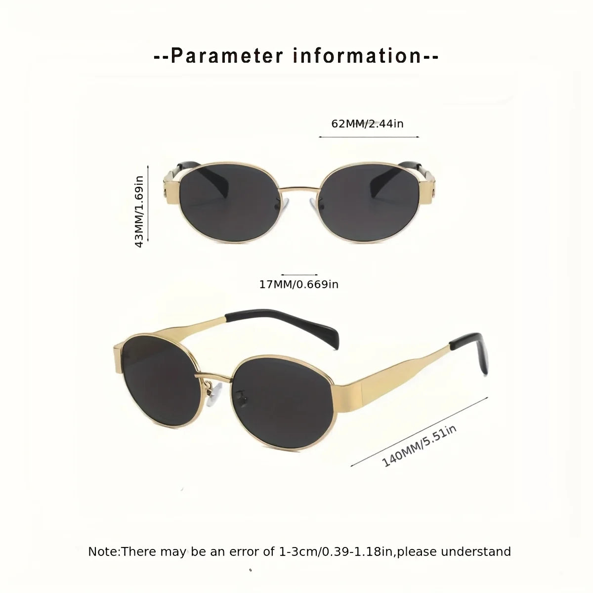 Classic Oval Metal Sunglasses with UV400 Protection