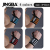 Vier Farben von JINGBA Extra-Stärkeknickschutz-Armbänder auf einer Hand gezeigt.