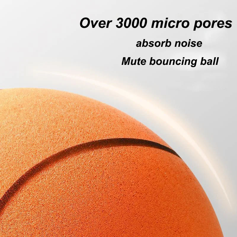Gros plan d'une boule de mousse orange avec une couture noire, conçue pour absorber le bruit.