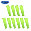 Five pairs of neon yellow football shin guards for leg protection