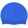 A bright blue waterproof silicone swim cap for adults and children.