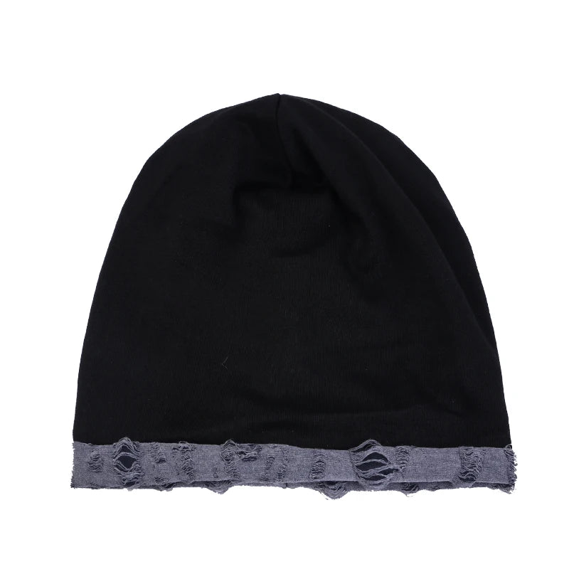 Retro Ripped Slouchy Beanie – Vintage Hip-Hop Skull Cap