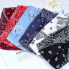 A collection of colorful boho print cotton headbands for hair and workout, featuring red, blue, and black patterns.