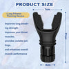 A black lung fitness training device with a V-shaped grip and adjustable sections shown next to a scale.