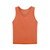 A solid orange sleeveless soccer training vest.