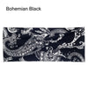 Diadema para el cabello de tela elástica con estampado paisley bohemio negro