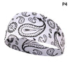 White patterned elastic sports headband shown from the side.