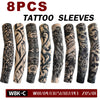 Paquete de ocho mangas de tatuajes blanco y negro para protección de brazos