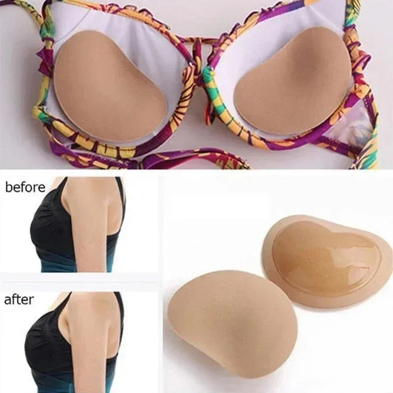 Vorher-Nachher-Vergleich von Silikon-BH- und Badeanzug-Brustpads