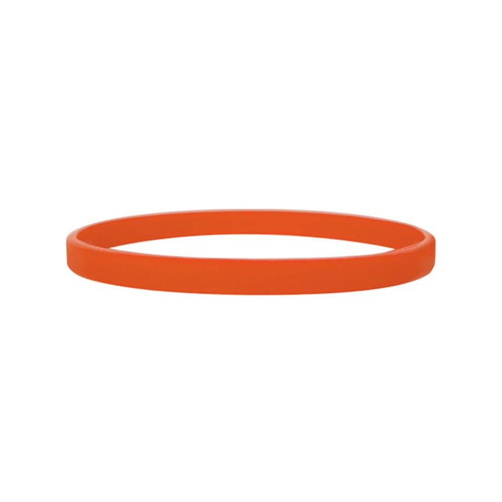 A bright orange silicone wristband for fitness or fashion.