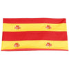 Bandeau en tissu rayé rouge et jaune avec des symboles nationaux brodés.