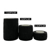 Rolls of black cohesive elasticity adhesive bandages in various widths and lengths for sports and first aid