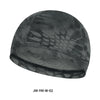 Dunkelgraße atmungsaktive Tarnnetz-Skullcap von oben.