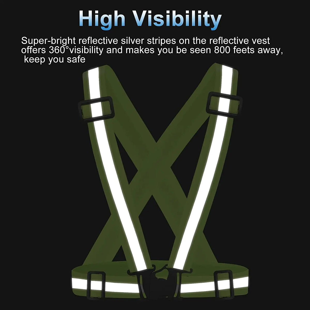 Adjustable High-Visibility Reflective Safety Vest with Wrist Straps