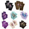 Embroidered Floral Bee Fingerless Gloves