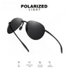 A pair of black polarized light sunglasses shown against a white background.