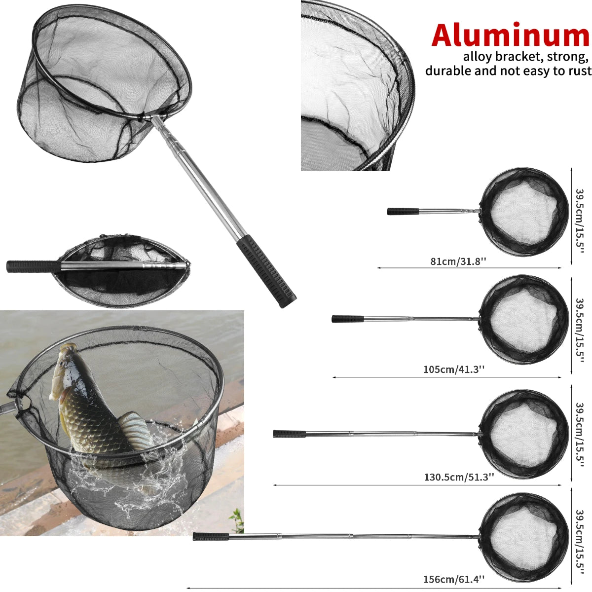 Aluminum Alloy Telescoping Fishing Landing Net