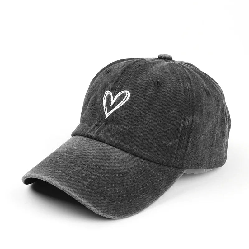 Peach Heart Embroidered Baseball Cap