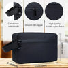 Black waterproof cosmetic and travel pouch with a side handle and smooth SBS zipper