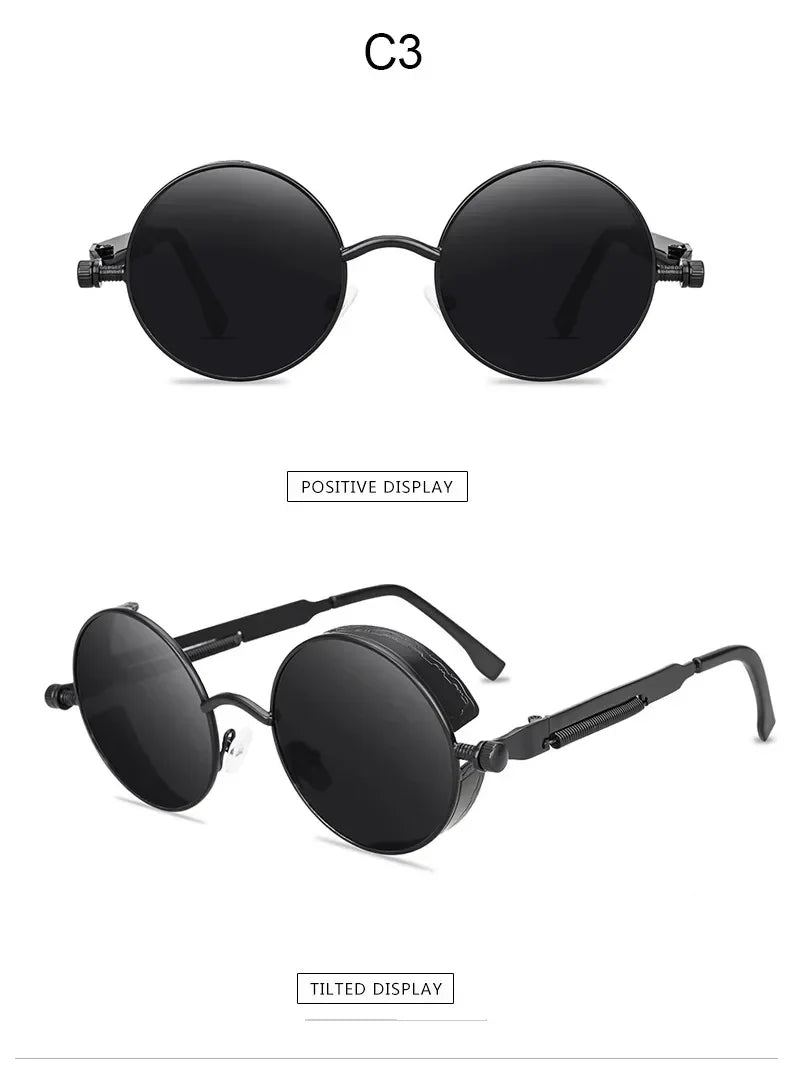 Classic Round Metal Frame Sunglasses with UV400 Protection