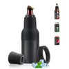 Réservoir isotherme en acier inoxydable noir pour bière et boissons avec cap et joint en caoutchouc noir.