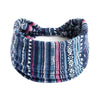 Large headband/hair wrap with dark blue and white bohemian print