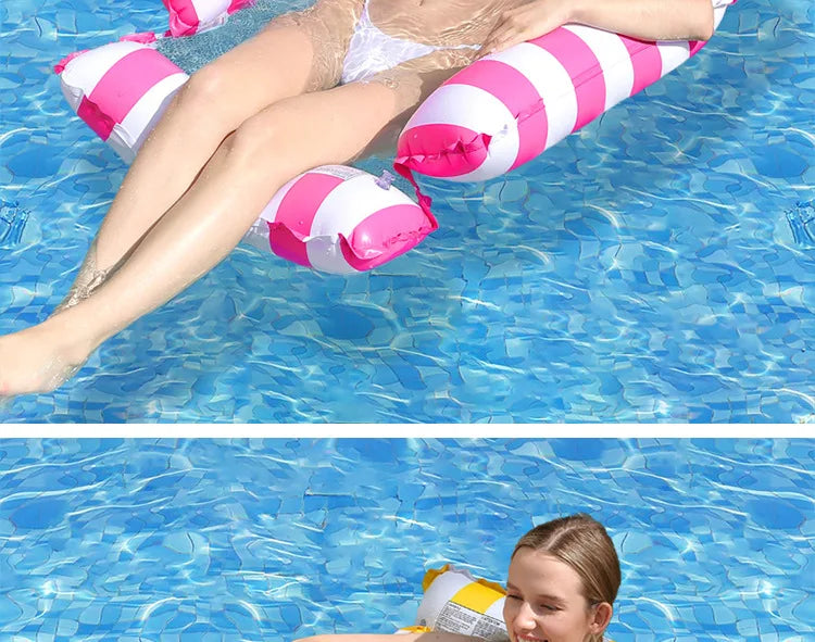 Striped Inflatable Pool Hammock for Adults