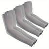 A set of light gray ice silk UV protection arm sleeves displayed in a row.