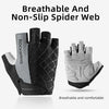 A pair of black and gray breathable non-slip spider web gloves for cycling and sports.