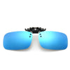 Pair of blue polarized driving sunglasses with black frame