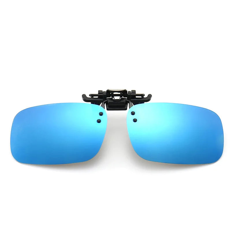 Pair of blue polarized driving sunglasses with black frame