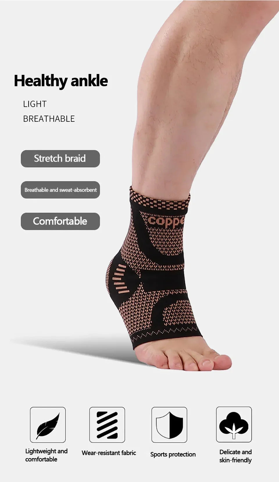 Copper-Infused Compression Ankle Support for Sports & Daily Wear