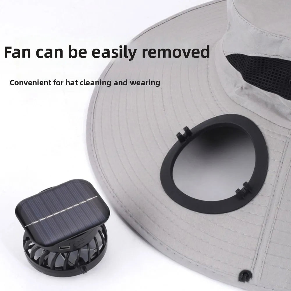 Solar-Powered Cooling Fan Hat with UV Protection