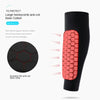 Black anti-collision silicone shin guard with a textured orange insert for protection