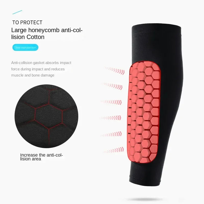 Black anti-collision silicone shin guard with a textured orange insert for protection