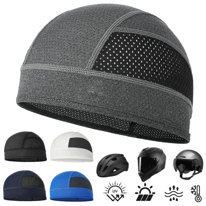 Casco de ciclismo gris transpirable con protección UV y absorción de humedad.