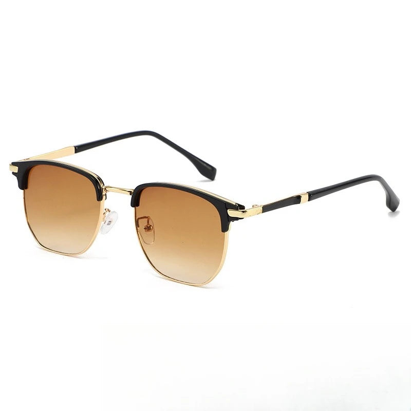 Vintage Half-Frame Sunglasses with UV400 Protection