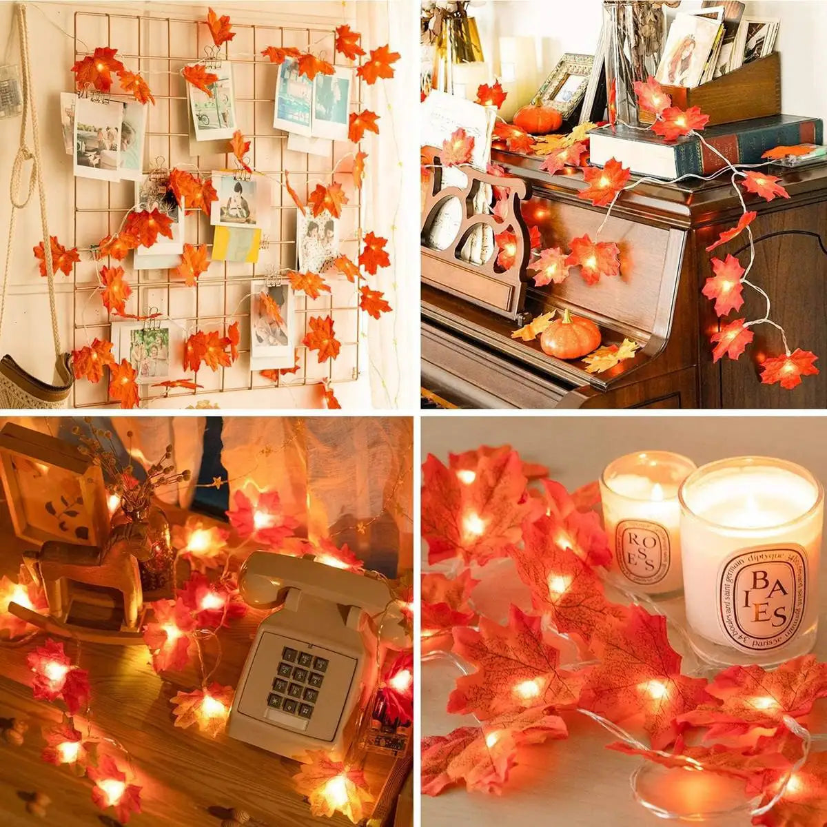 Maple Leaf LED String Lights – Battery Operated Waterproof Decor