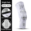 White compression knee brace with silver accents and a silicone non-slip grip.