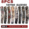 Paquete de ocho mangas para tatuajes con varios diseños en mangas elásticas para el brazo