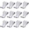 A collection of white and black athletic running socks for men and women shown in various angles.