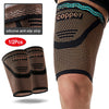 Black copper anti-slip thigh compression sleeves for athletic support